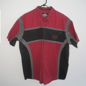 Harley Davidson Motorcycles Mens XL Embroidered Short Sleeve Button Shirt